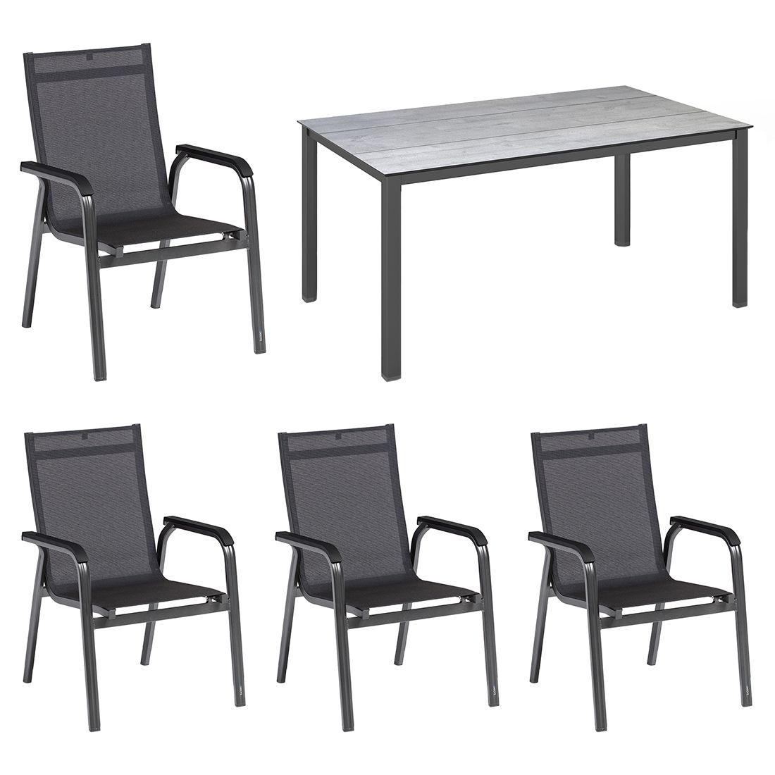 Kettler Basic+Premium Gartenmöbel-Set 5-tlg. Tisch 160x95 cm