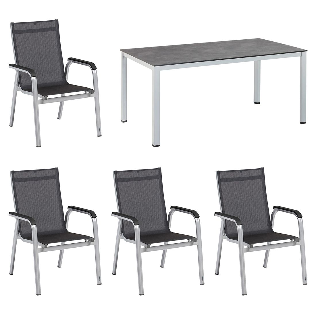 Kettler Basic+Premium Gartenmöbel-Set 5-tlg. Tisch 160x95cm