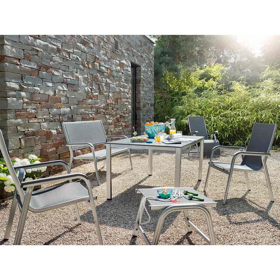 Kettler Basic Plus 2-Sitzer-Gartenbank Aluminium/Outdoorgewebe