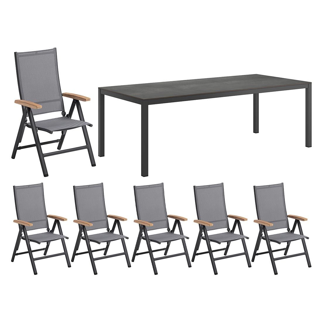 Kettler Cirrus Gartenmöbel-Set L (6 Plätze) mit OUTLIV. Tisch 220x100cm