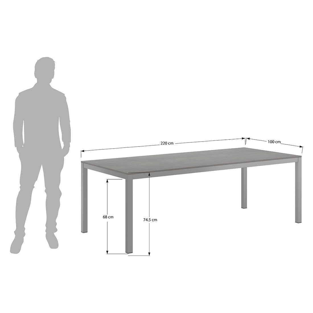 Kettler Cirrus Gartenmöbel-Set 7-tlg. mit Tisch 220x100cm