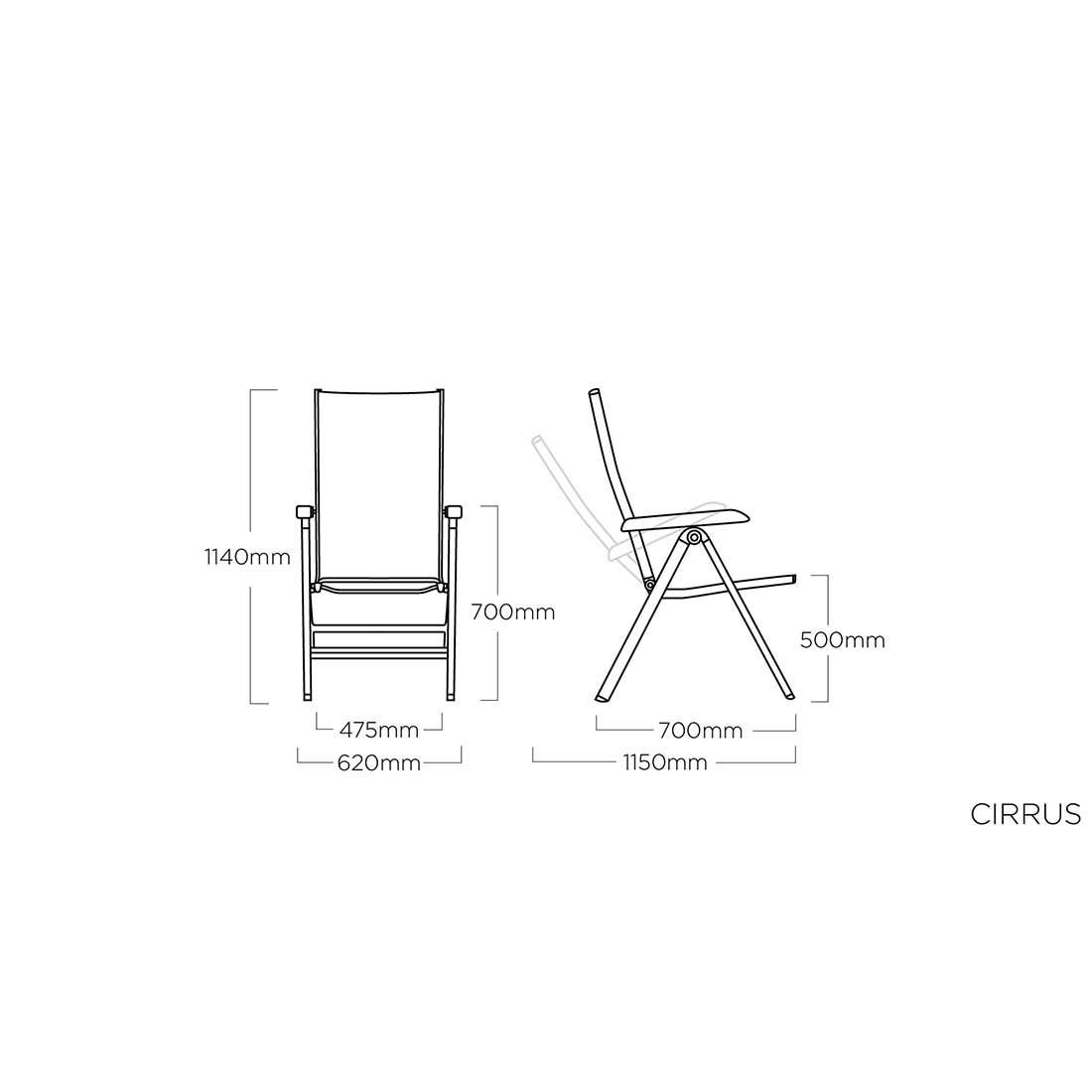 Kettler Cirrus Silver Line Klappsessel Aluminium/Outdoorgewebe