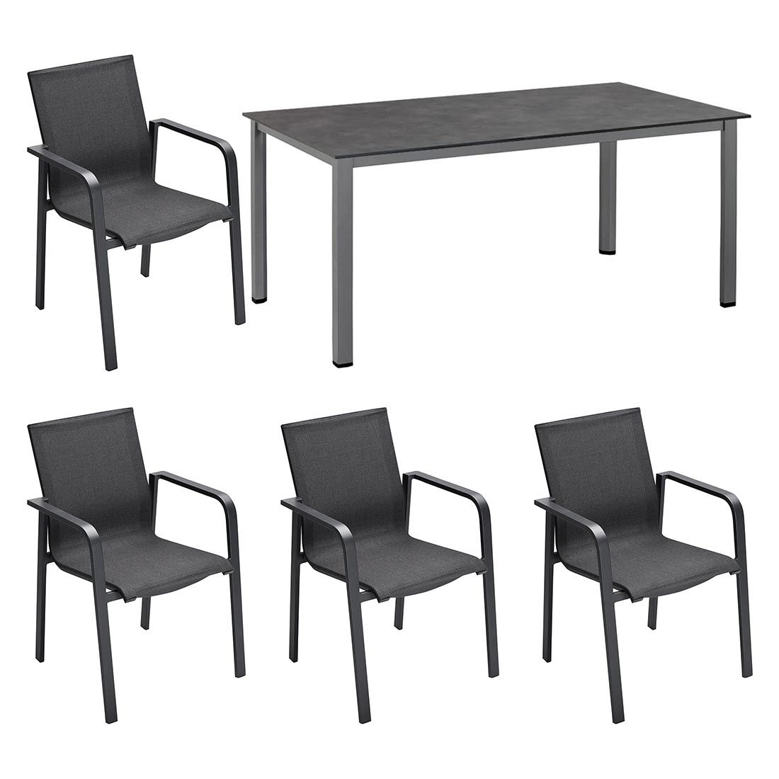 OUTLIV. Julia Gartenmöbel-Set M (4 Plätze) mit Kettler Cubic Tisch 160x95cm