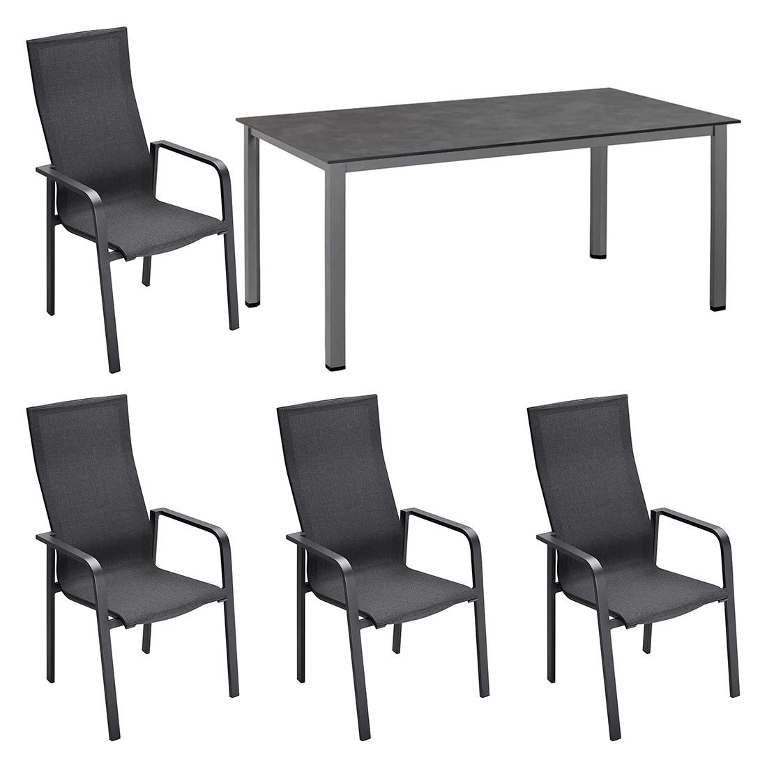 OUTLIV. Julia Gartenmöbel-Set M (4 Plätze) mit Kettler Cubic Tisch 160x95 cm