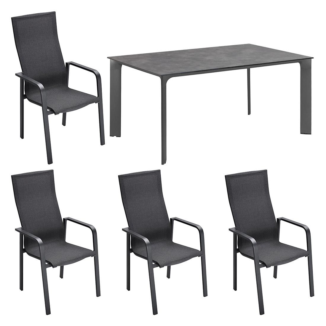 OUTLIV. Julia Gartenmöbel-Set M (4 Plätze) mit Kettler Diamond Tisch 160x95cm