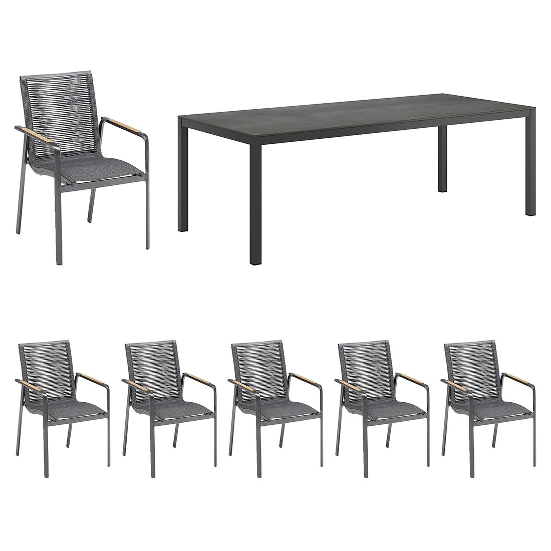Kettler Diamond Gartenmöbel-Set (6 Plätze) mit OUTLIV. Tisch 220x100 cm