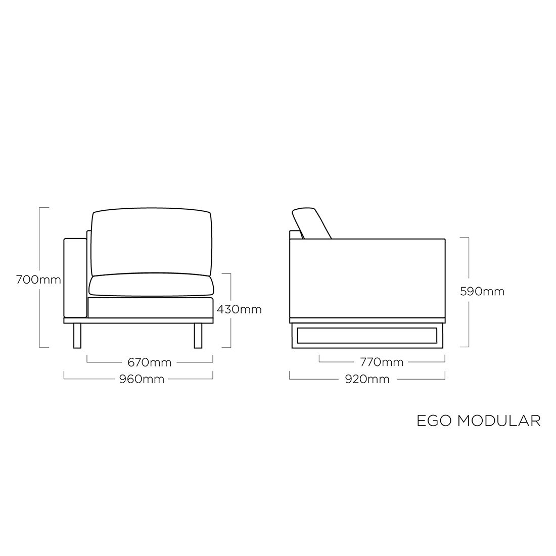 Kettler Ego Modular Eck-/Endmodul Aluminium/Sunbrella