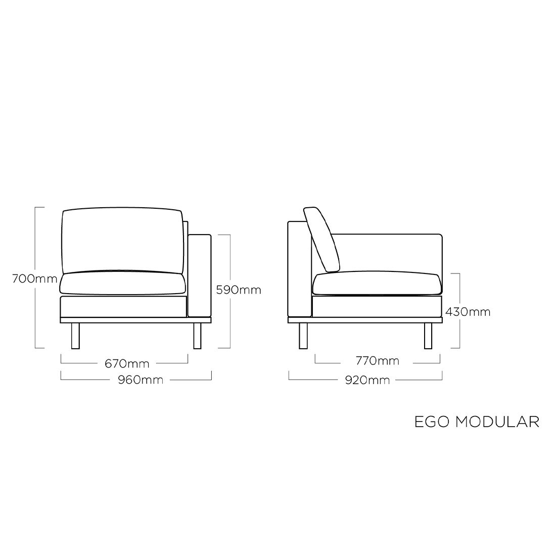 Kettler Ego Modular Eck-/Endmodul Aluminium/Sunbrella