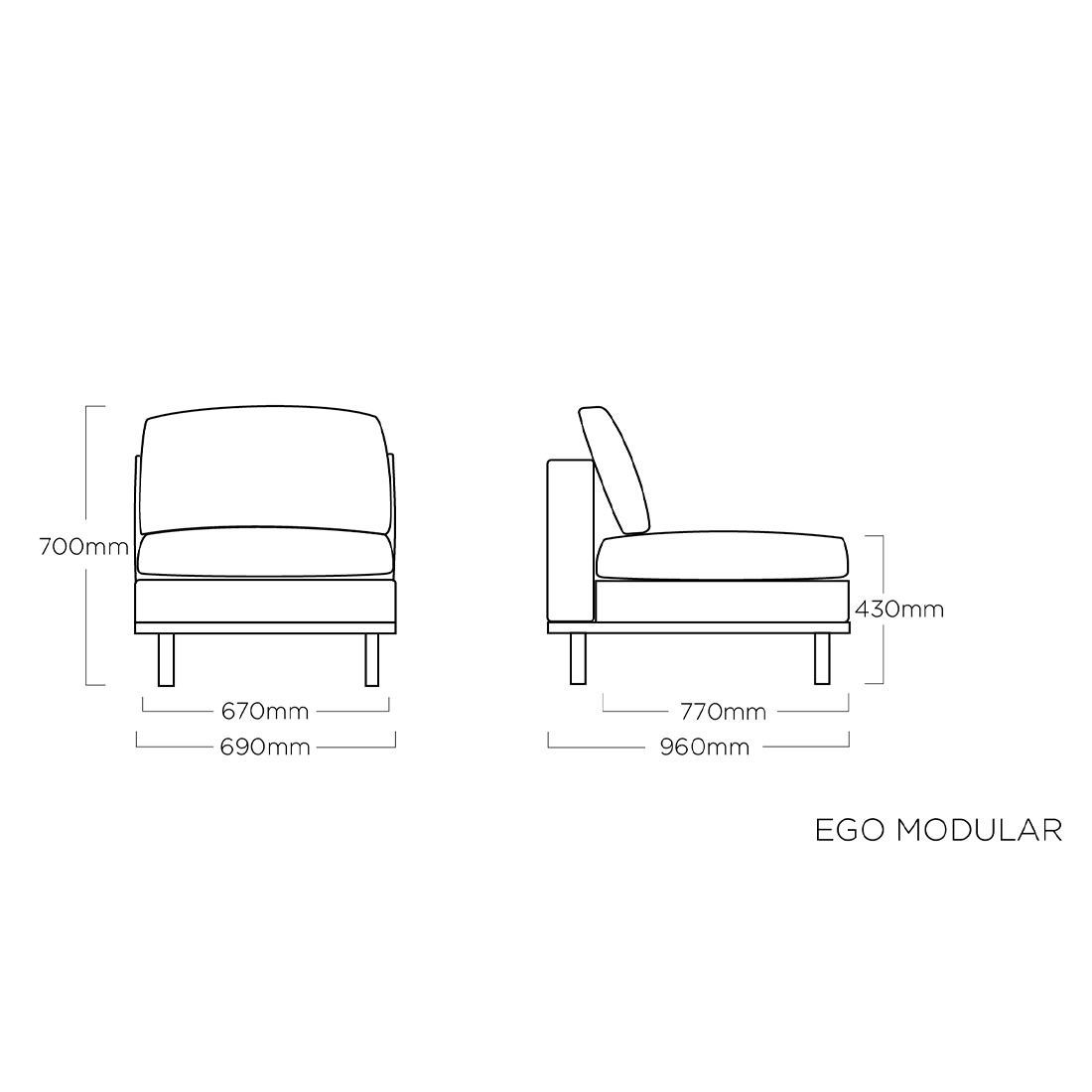 Kettler Ego Modular Mittelmodul Aluminium/Sunbrella®