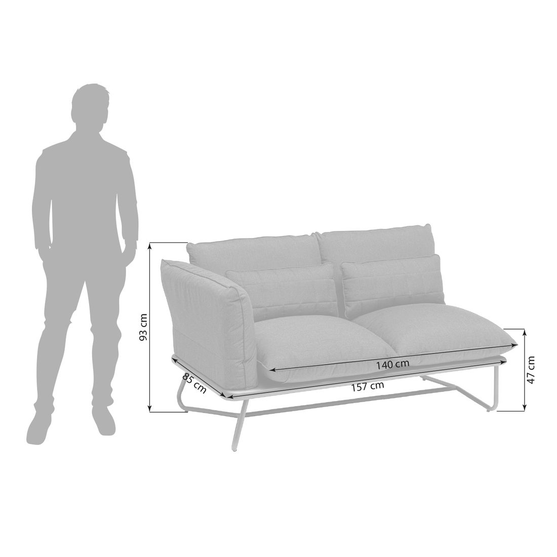 Kettler Gentle Loungebank Aluminium/Sunbrella