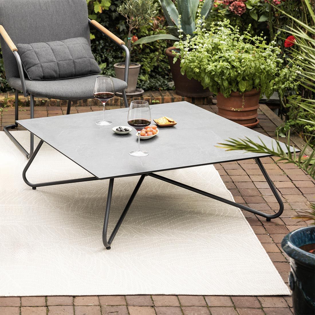 Kettler Gentle Loungetisch-Gestell 95x95cm Aluminium