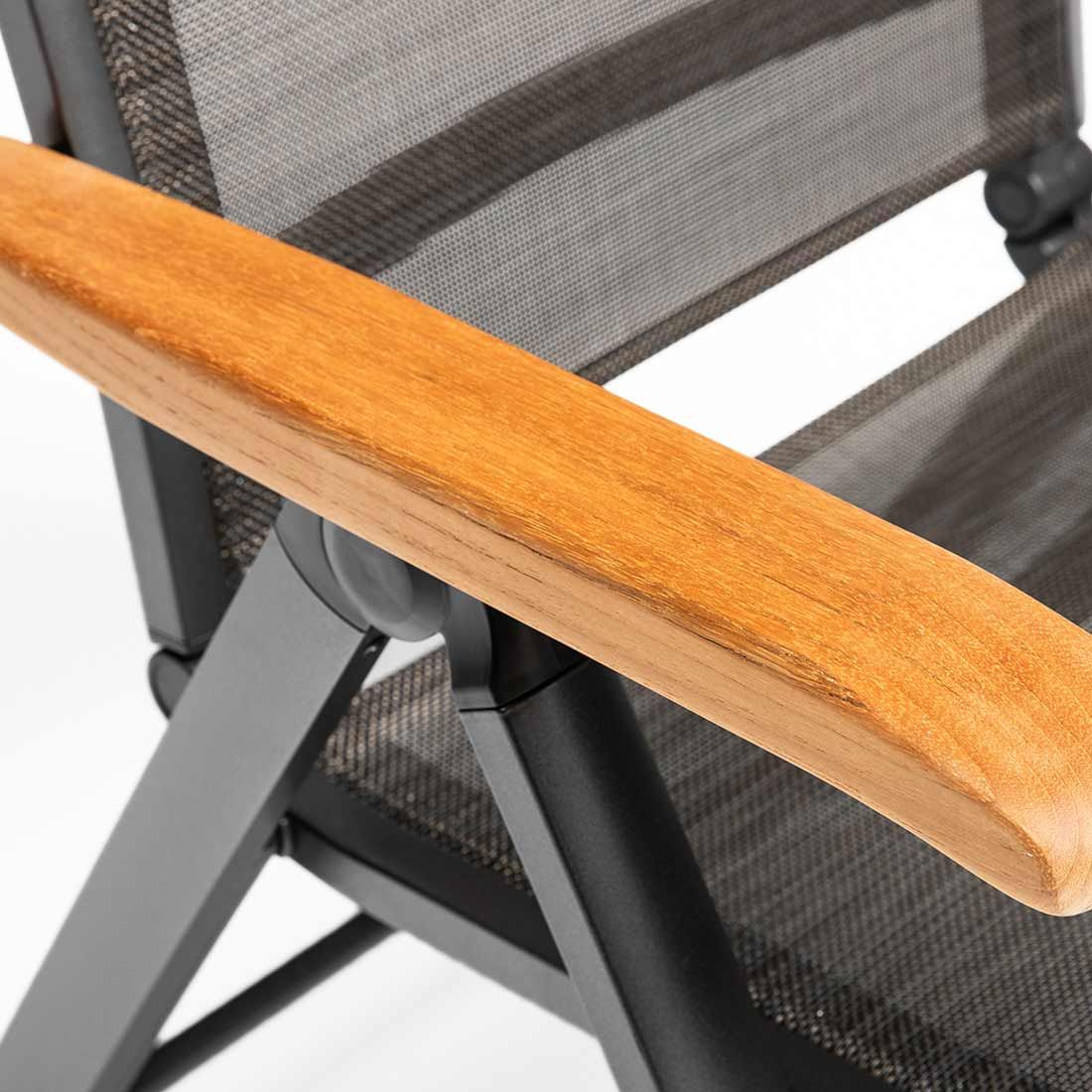 Kettler Memphis Klappsessel Aluminium/Textilene mit Teak-Armlehnen
