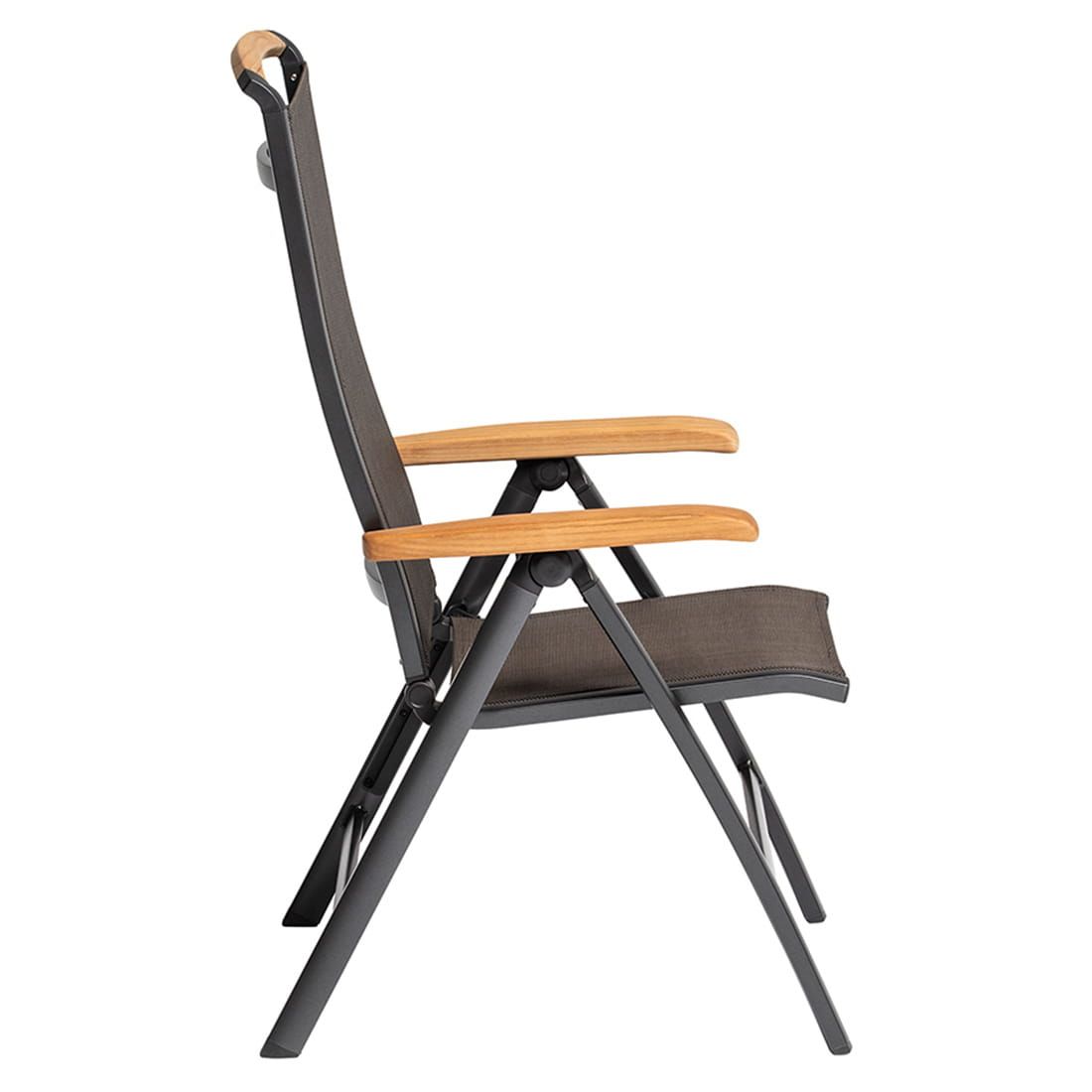 Kettler Memphis Klappsessel Aluminium/Textilene mit Teak-Armlehnen