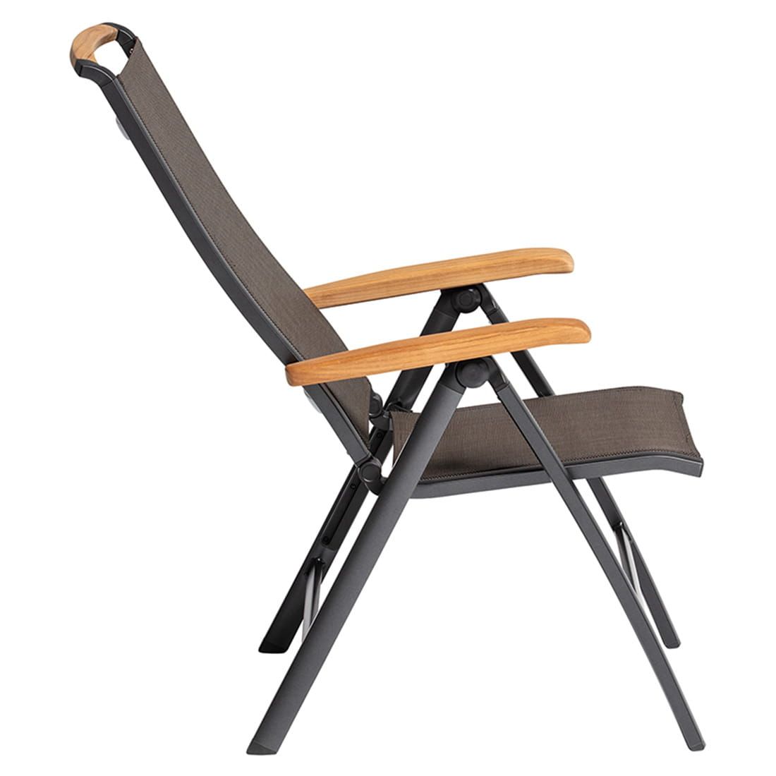 Kettler Memphis Klappsessel Aluminium/Textilene mit Teak-Armlehnen