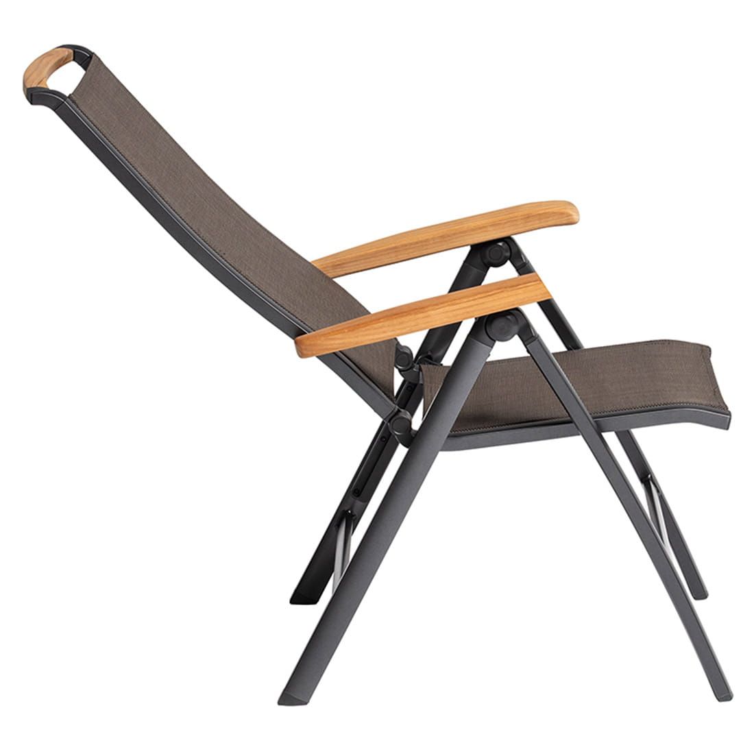 Kettler Memphis Klappsessel Aluminium/Textilene mit Teak-Armlehnen