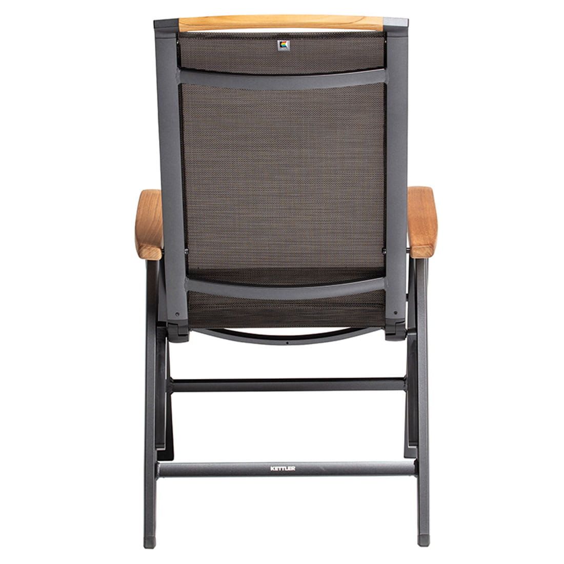 Kettler Memphis Klappsessel Aluminium/Textilene mit Teak-Armlehnen