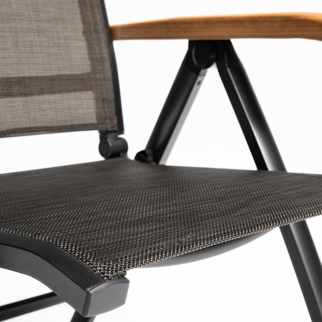 Kettler Memphis Klappsessel Aluminium/Textilene mit Teak-Armlehnen