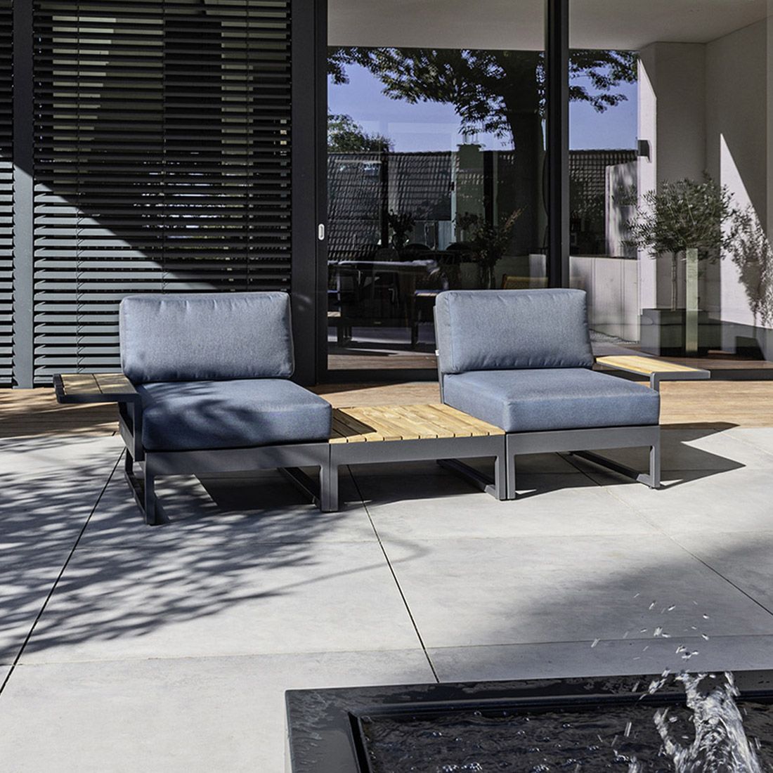 Kettler Ocean Skid Platform Loungeset inkl. Loungetisch Aluminium/Agora