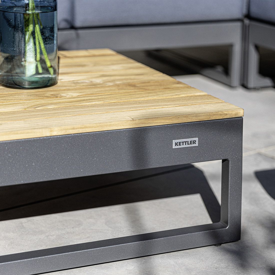 Kettler Ocean Skid Platform Loungetisch Aluminium/Teak