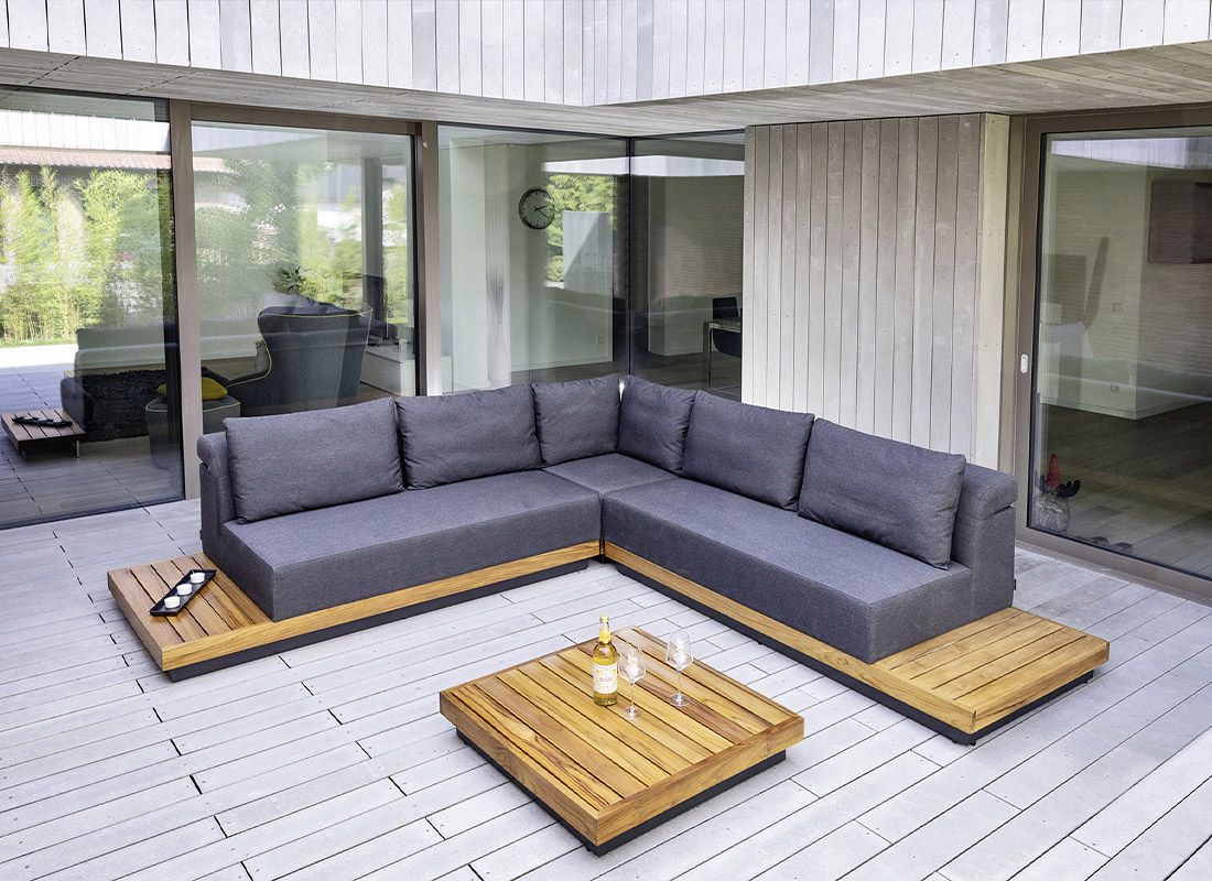 Kettler Royal Platform Loungebank Aluminium/Teak/Sunbrella