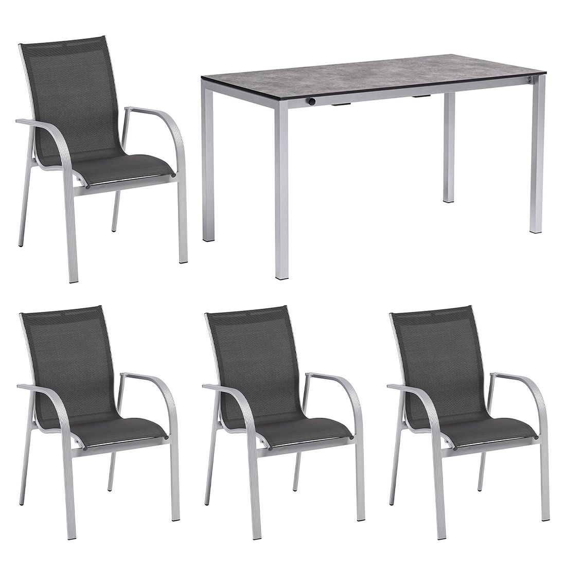 Kettler Tampa Gartenmöbel-Set 5-tlg. Tisch 138/210x68cm