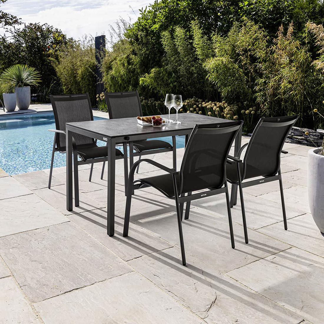 Kettler Tampa Gartenmöbel-Set M (4 Plätze) Tisch 138/210x68cm