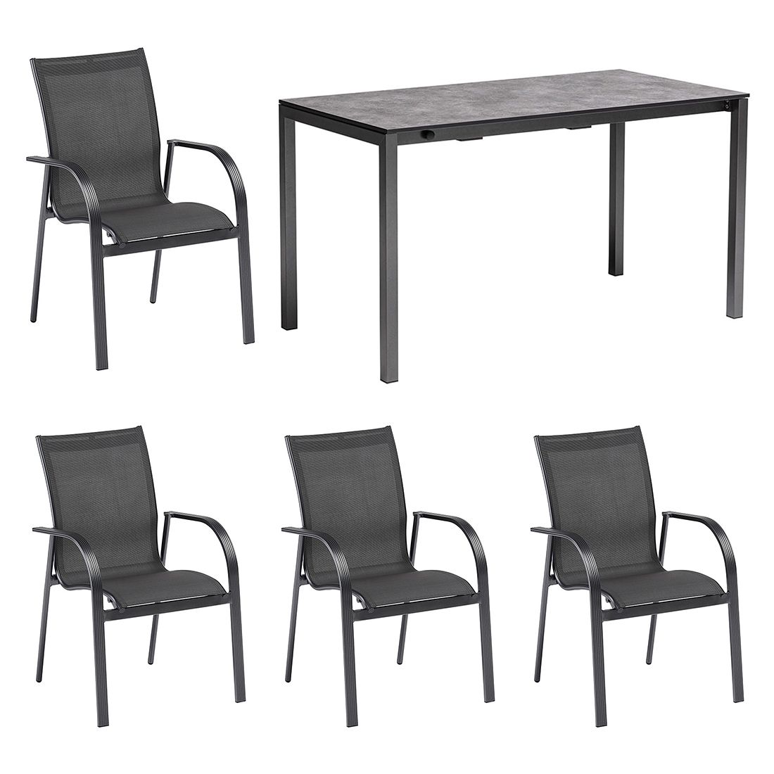 Kettler Tampa Gartenmöbel-Set M (4 Plätze) Tisch 138/210x68cm