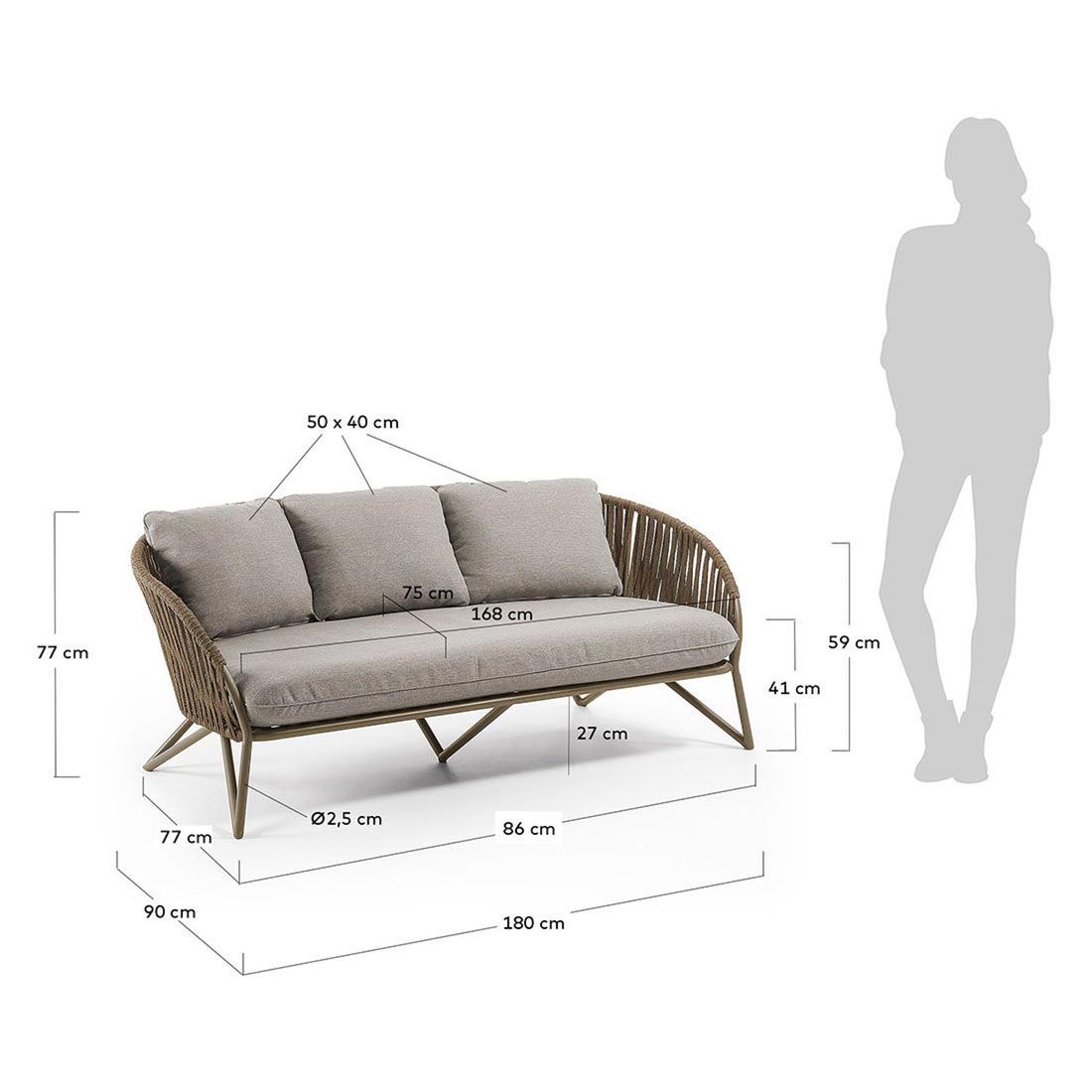 La Forma Branzie Gartensofa Stahl/Rope/Polyester