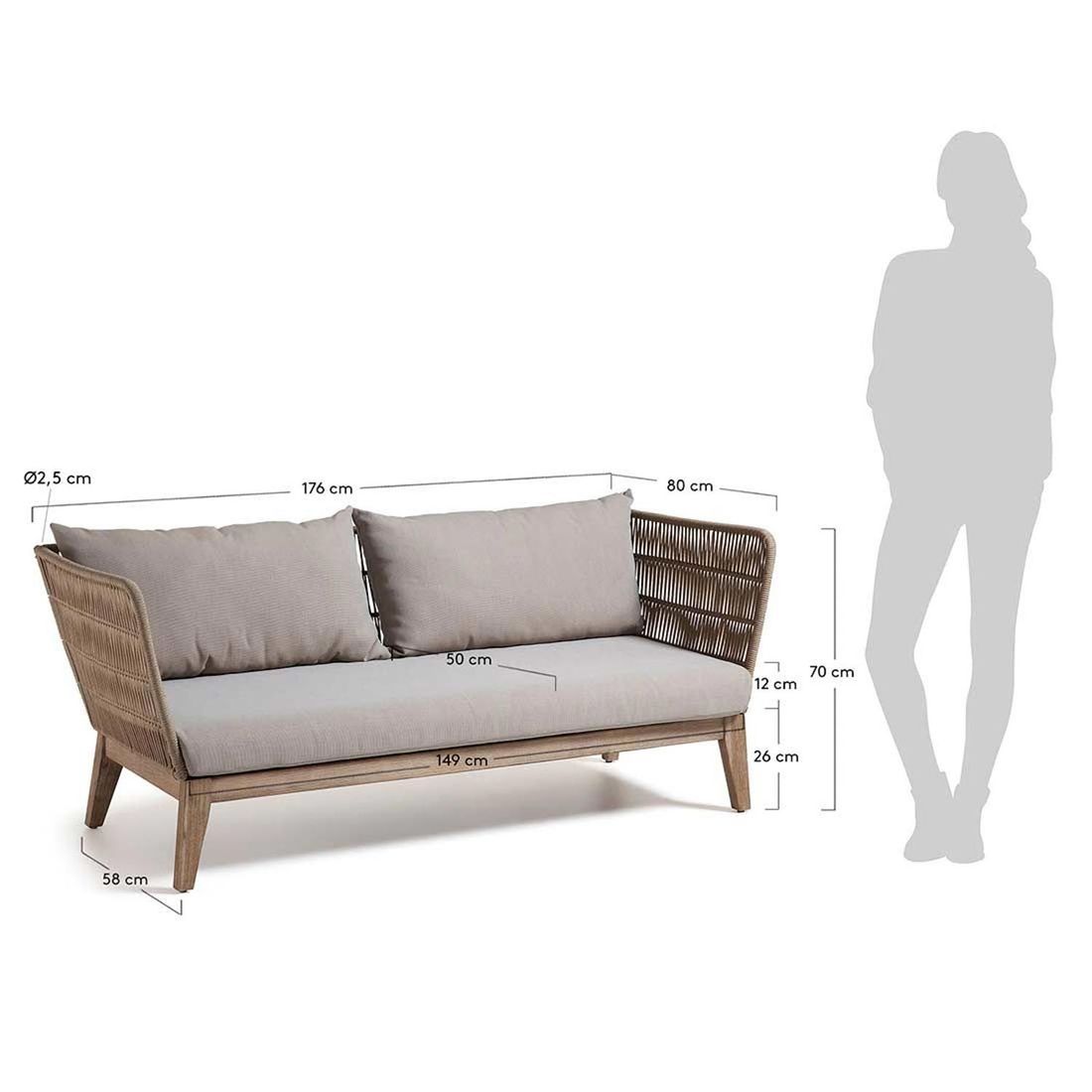 La Forma Belleny Gartensofa Eukalyptus/Rope inklusive Kissen