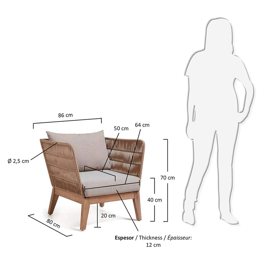 La Forma Belleny Loungesessel Eukalyptus/Rope