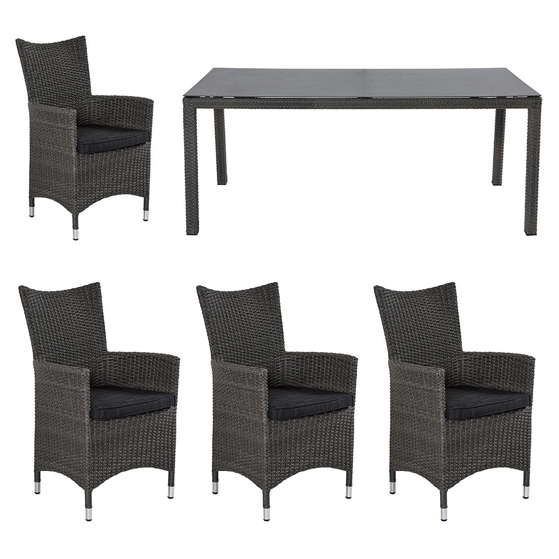 LC Garden Barcelona Gartenmöbel-Set 5-tlg. Tisch 160x90cm