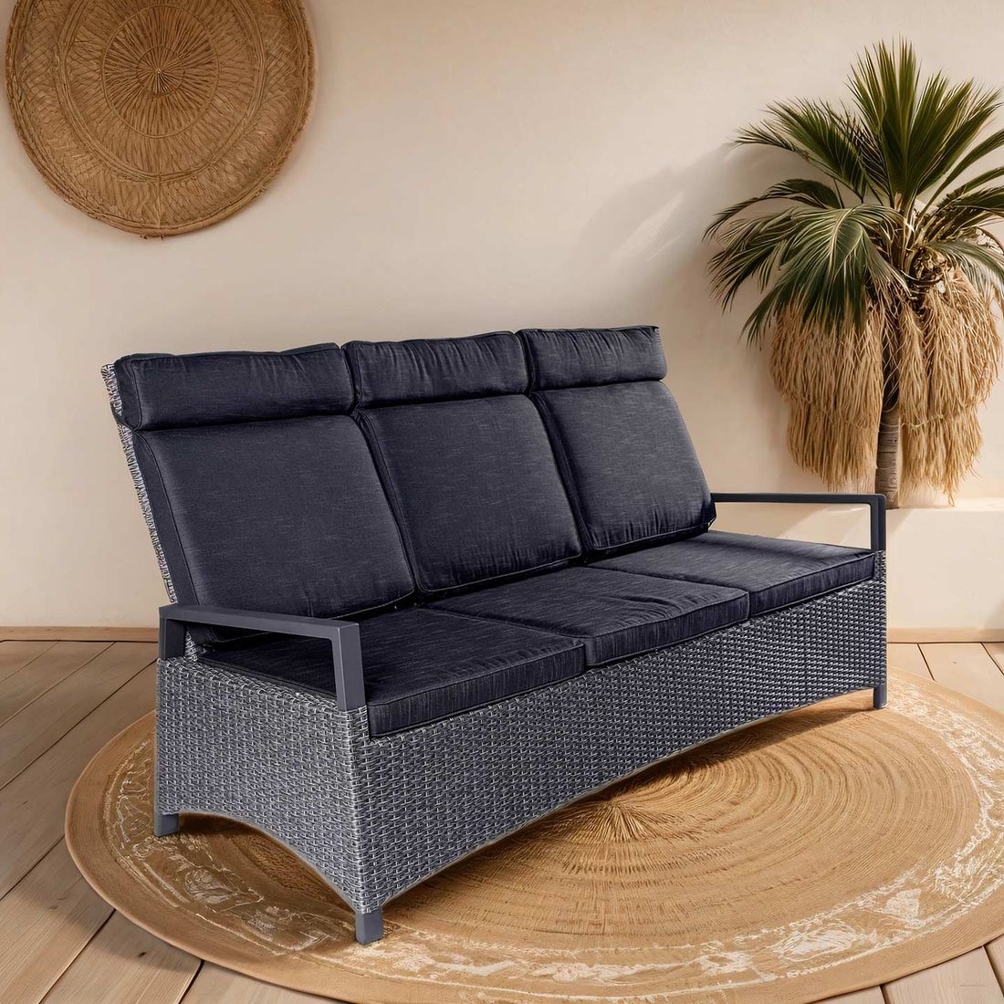 LC Garden Keramo Gartensofa verstellbar inkl. Kissen Aluminium/Geflecht