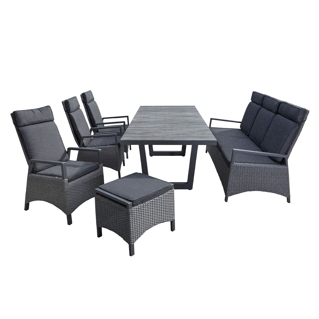 LC Garden Keramo Gartensofa verstellbar inkl. Kissen Aluminium/Geflecht