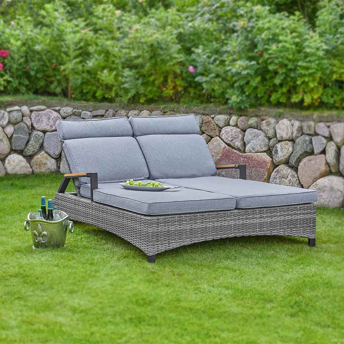 LC Garden Keramo Doppelliege verstellbar inkl. Kissen Geflecht/Polyester