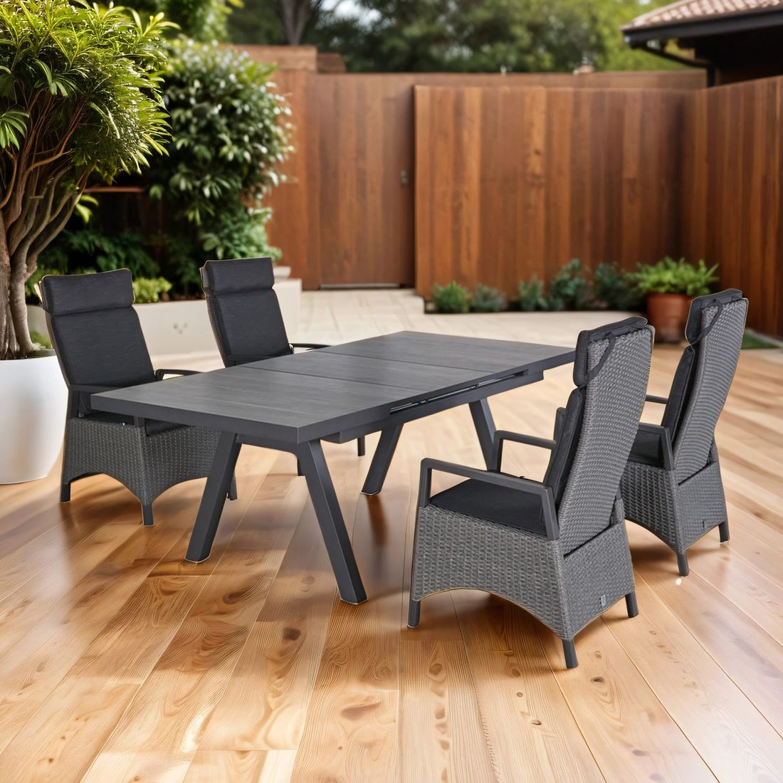 LC Garden Keramo Gartenmöbel-Set M verstellbar (4 Plätze) Tisch 160/210x100cm
