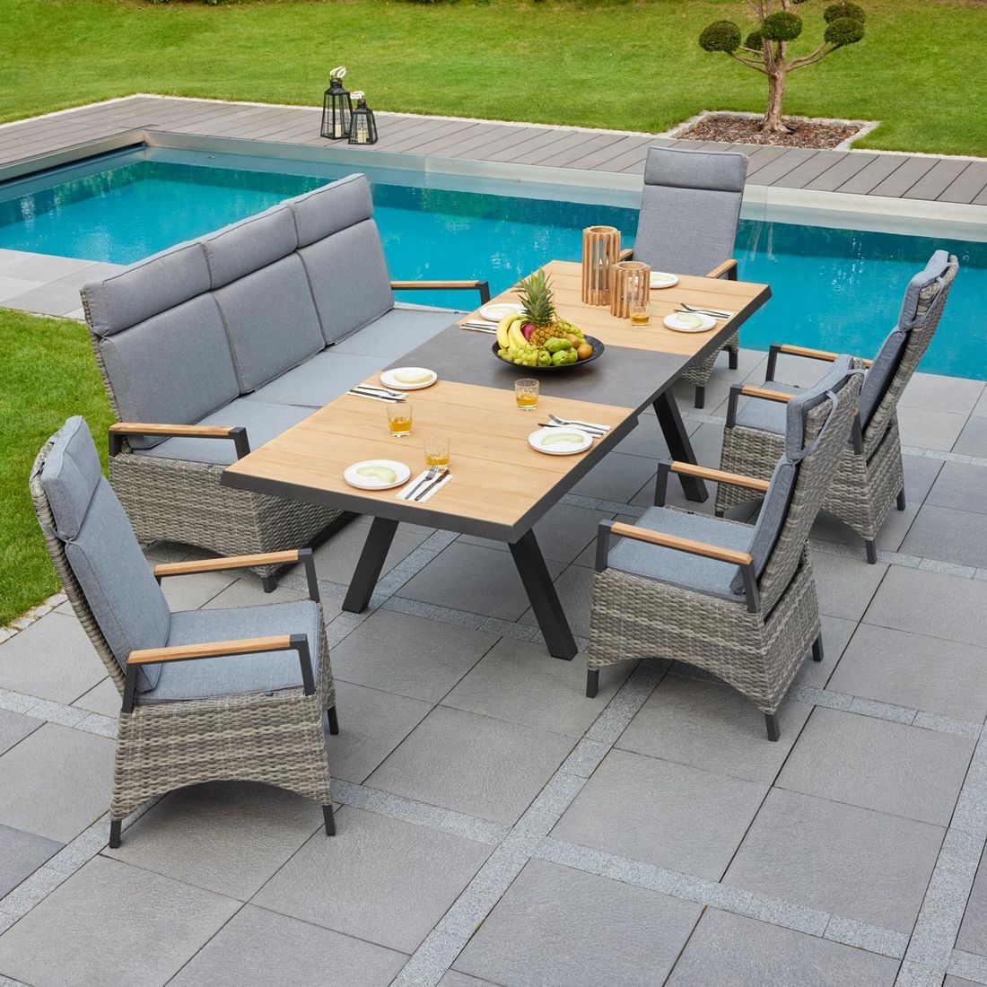 LC Garden Keramo Gartenmöbel-Set L (7 Plätze) Tisch 200/260x100cm