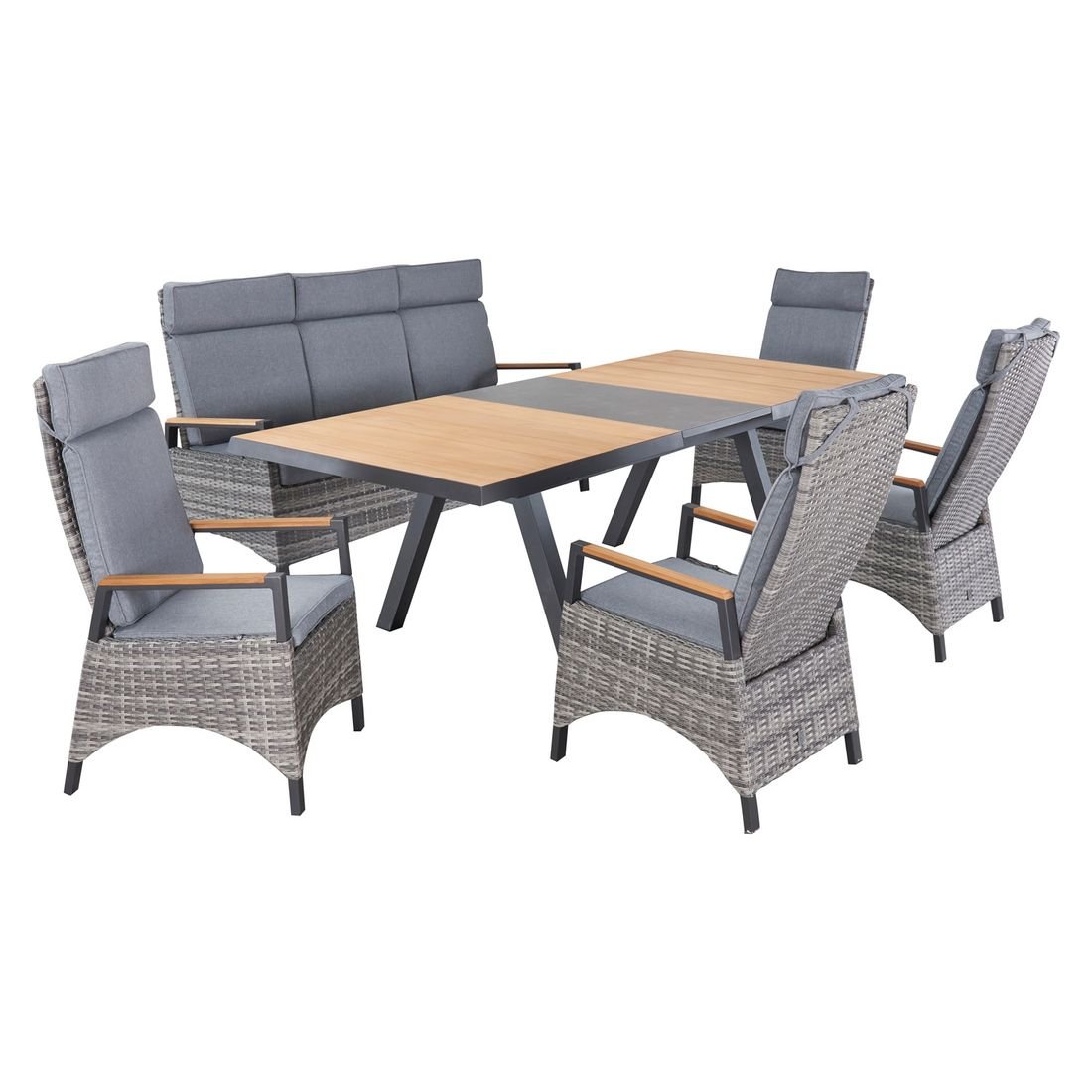 LC Garden Keramo Gartenmöbel-Set L (7 Plätze) Tisch 200/260x100cm