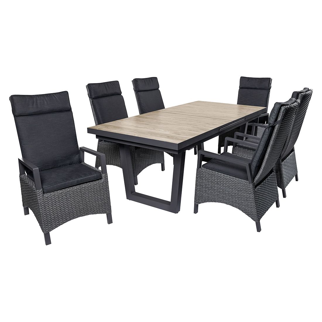 LC Garden Keramo Gartenmöbel-Set L 6 verstellbar (Plätze) Tisch 200/260x100cm