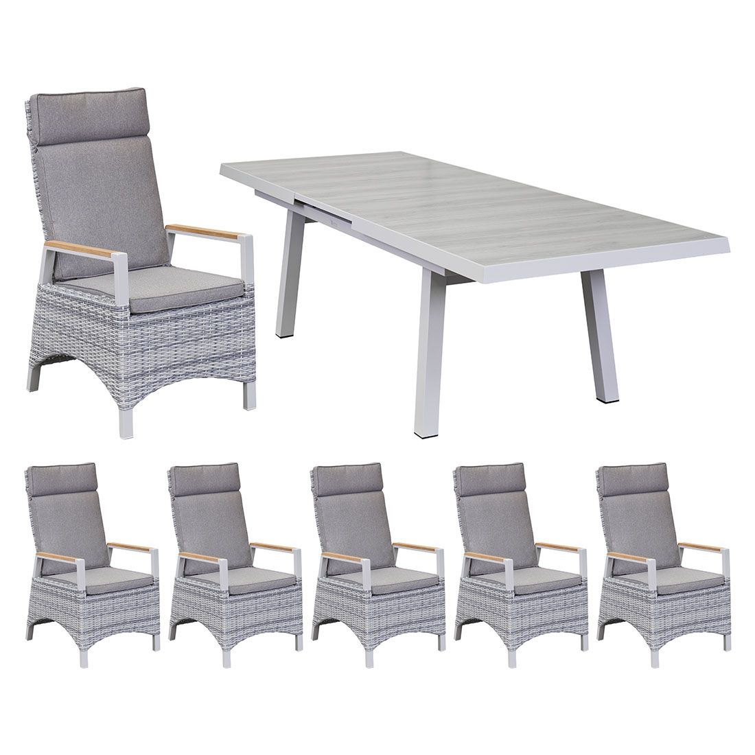 LC Garden Keramo Gartenmöbel-Set L 6 (Plätze) Tisch 200/260x100cm