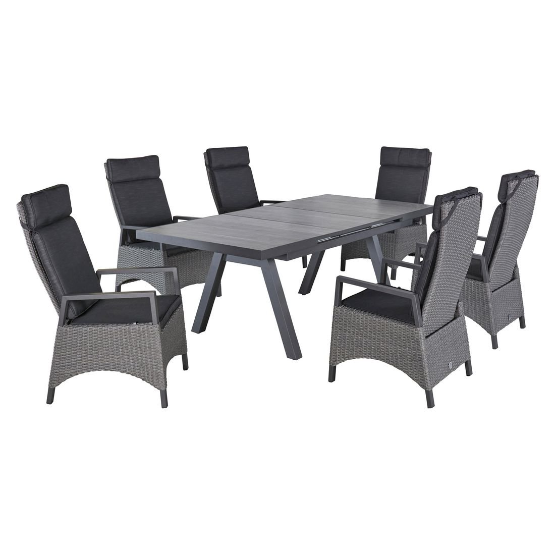 LC Garden Keramo Gartenmöbel-Set L verstellbar 6 (Plätze) Tisch 160/210x100cm
