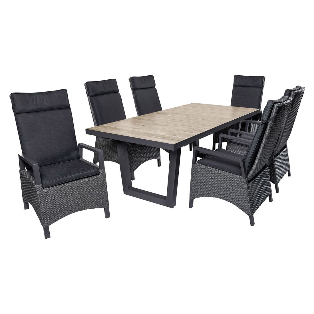 LC Garden Keramo Gartenmöbel-Set L verstellbar 6 (Plätze) Tisch 200x100cm