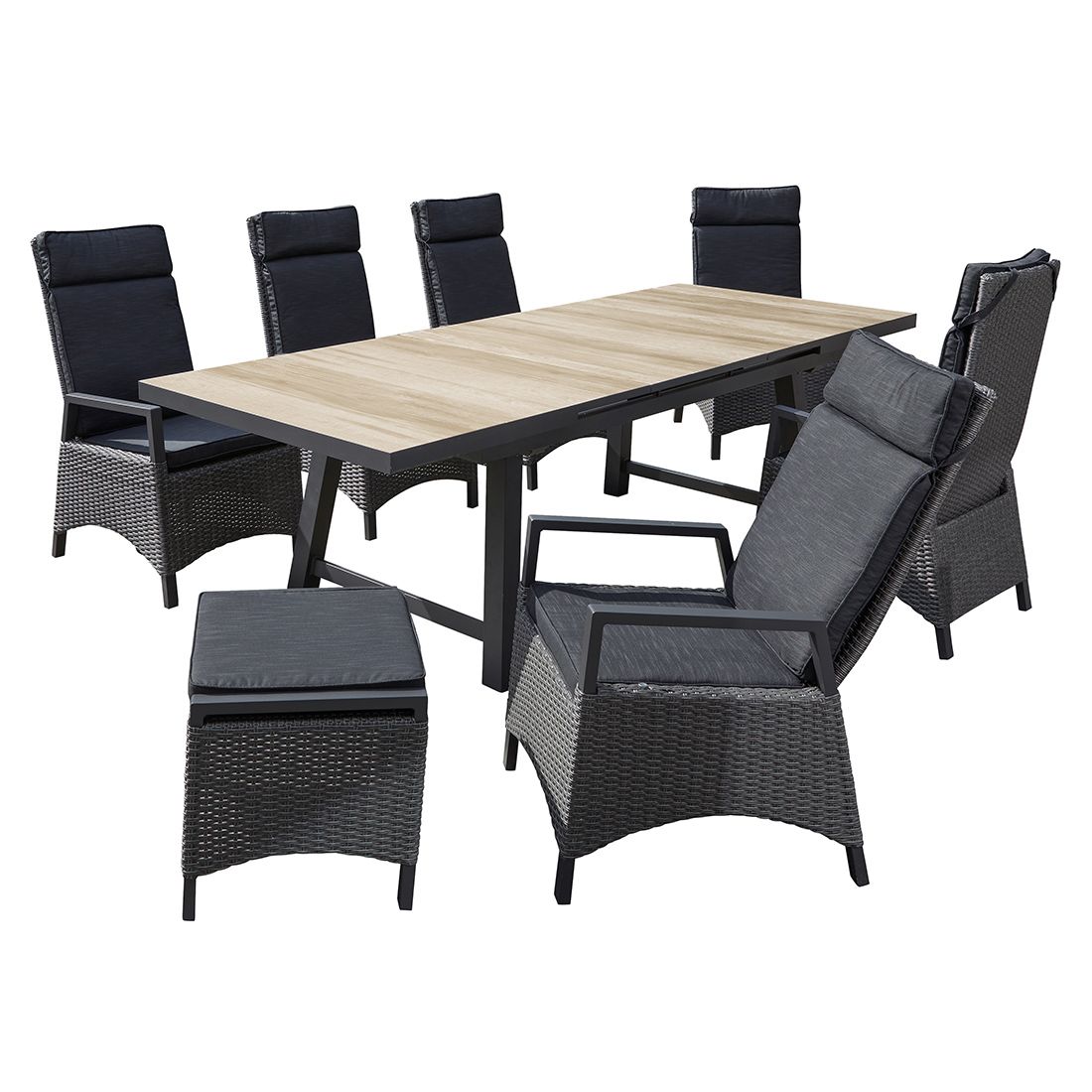 LC Garden Keramo Gartenmöbel-Set L verstellbar 6 (Plätze) Tisch 200/260x100cm
