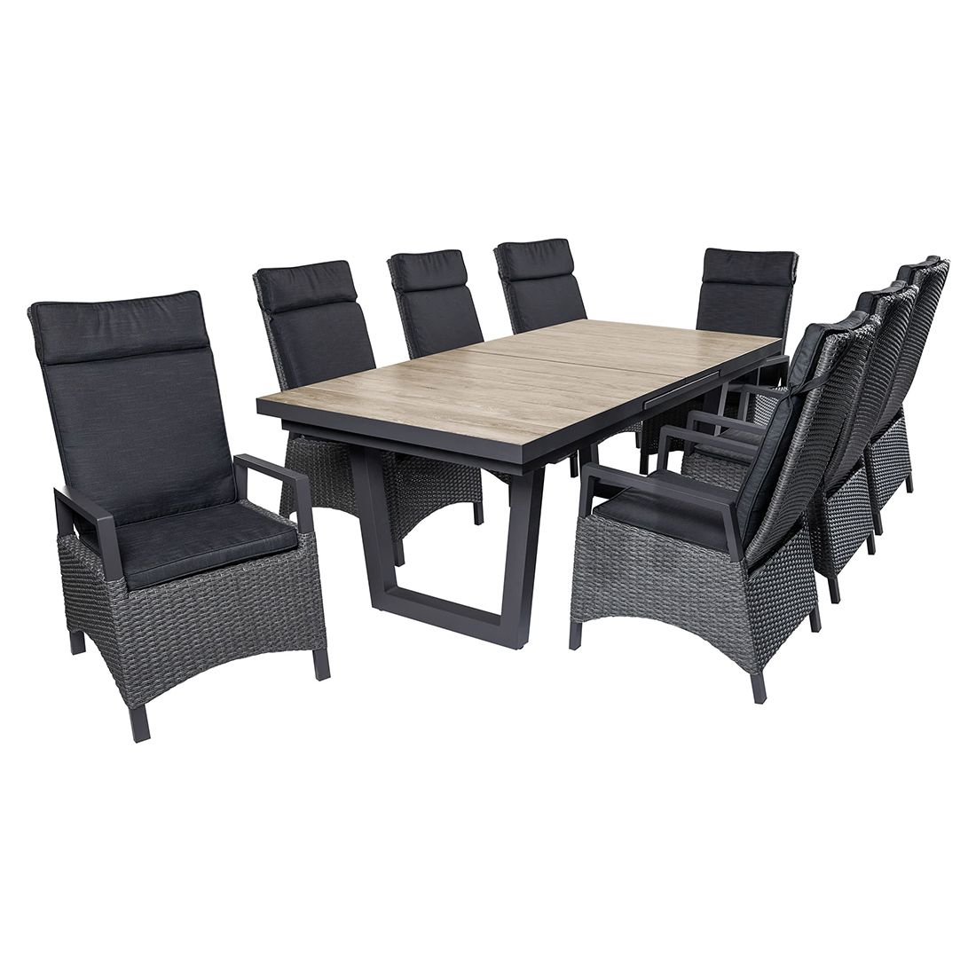 LC Garden Keramo Gartenmöbel-Set XL verstellbar (8 Plätze) Tisch 200/260x100cm