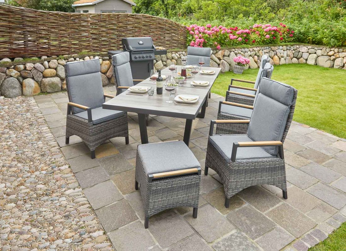 LC Garden Keramo Loungehocker Aluminium/Geflecht