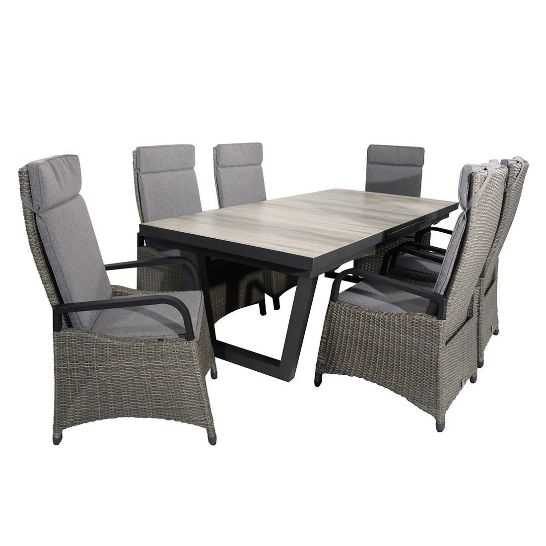 LC Garden Komido Gartenmöbel-Set L 6 (Plätze) Tisch 220/260x100cm