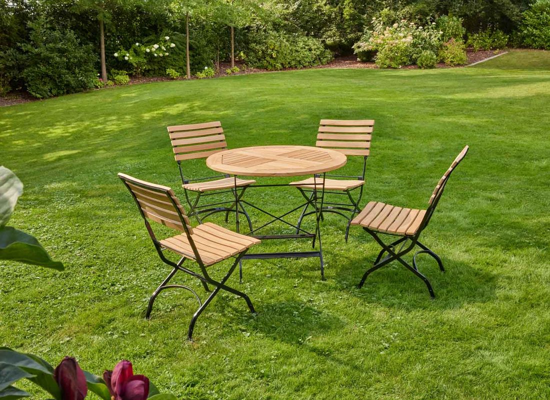 LC Garden Wimbledon Biergartentisch Ø90cm Stahl/Teak