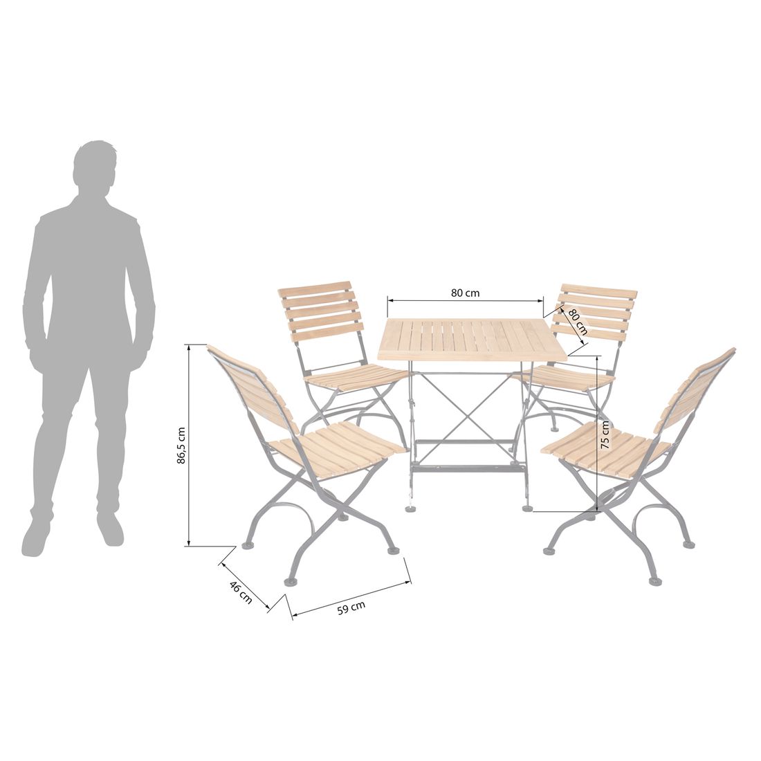 LC Garden Wimbledon Gartenmöbel-Set M (4 Plätze) Tisch 80x80cm
