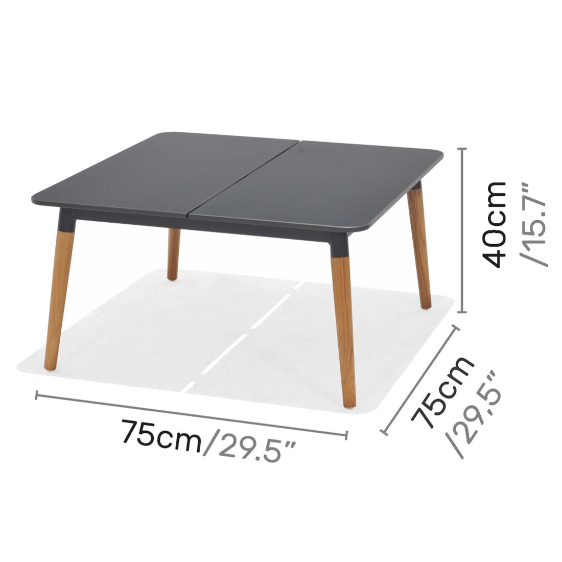 LifestyleGarden Ipanema Loungetisch 75x75cm Teak/WideDuraboard