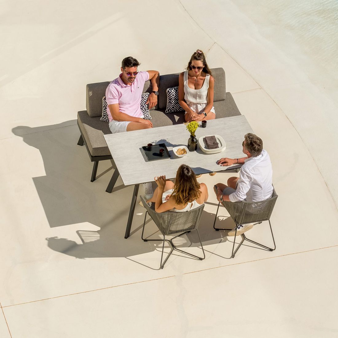 LifestyleGarden Opal Gartenmöbel-Set M (5 Plätze) Tisch 160x90cm