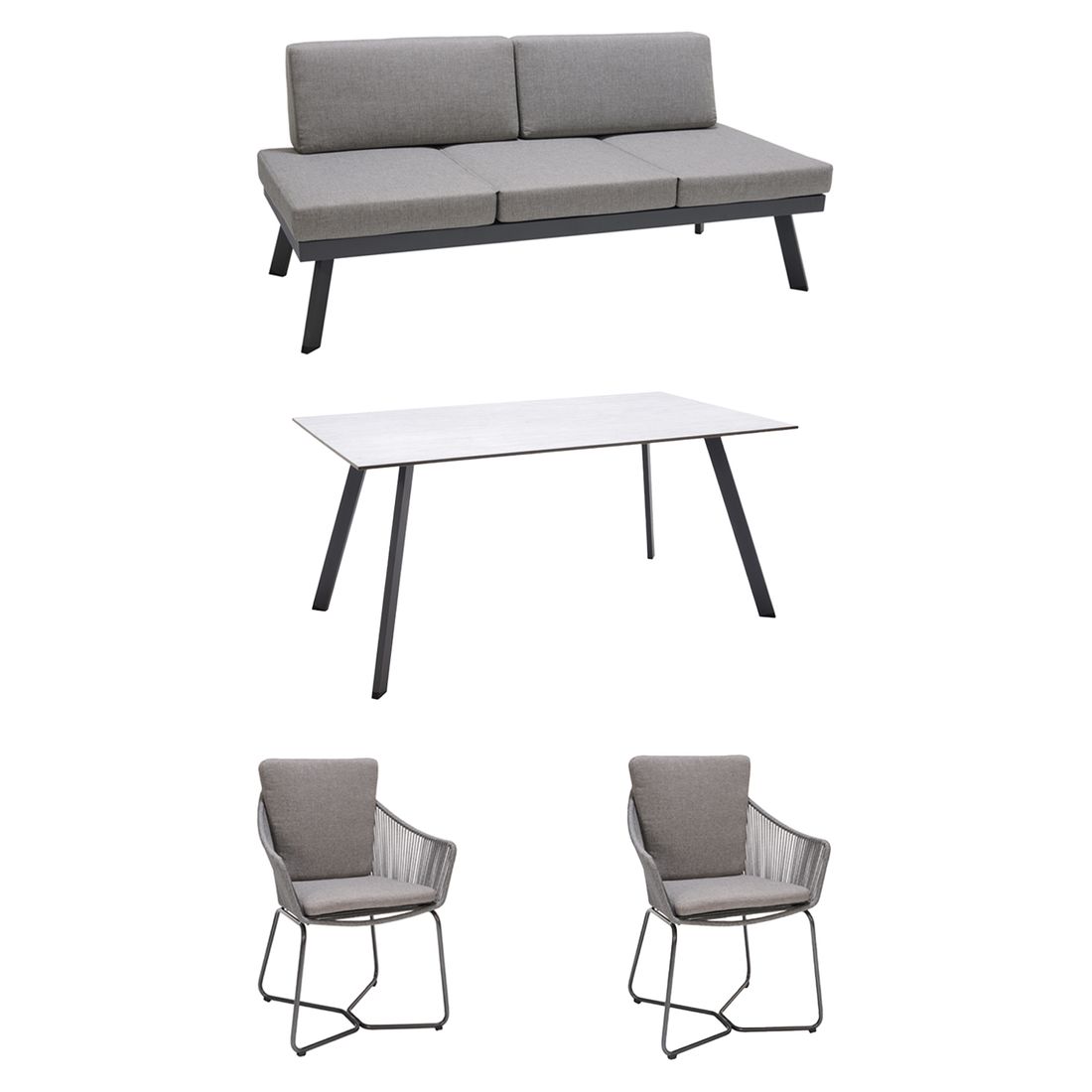 LifestyleGarden Opal Gartenmöbel-Set M (5 Plätze) Tisch 160x90cm